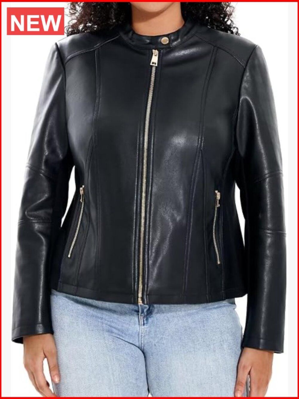 Faux Leather Motorcycle Biker Outwear Zip Up Moto Coat Plus Size Jacket